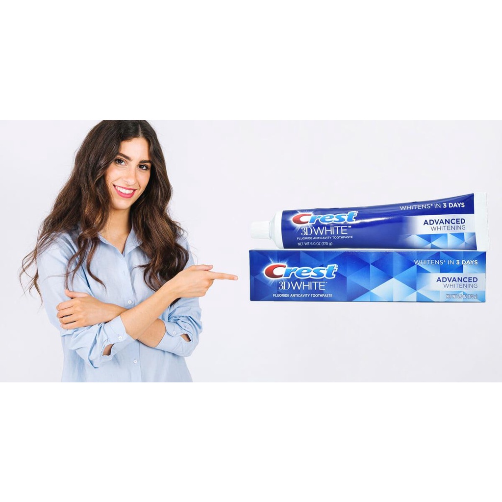 Kem đánh răng Crest 3D White -  Làm trắng răng bằng cách loại bỏ 100% vết bẩn từ từ sau 5 ngày