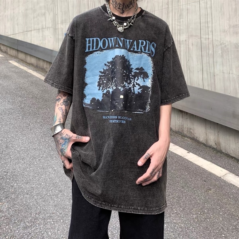 áo thun loang wash Hdown áo thun nam unisex loang