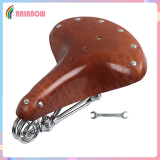 [Hahaha1] Yên xe đạp cổ điển U / N Da Đinh tán cổ điển Ghế lò xo + Túi da PU Túi trước xe đạp