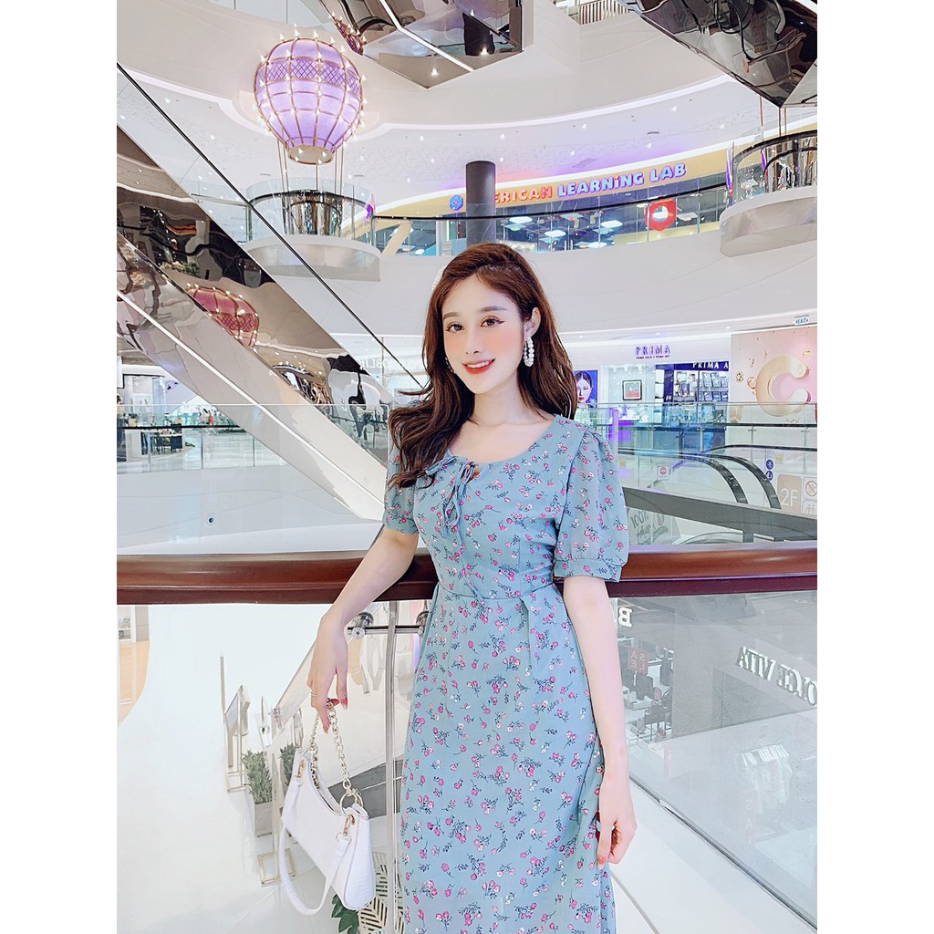 Đầm dự tiệc hoa liti cột nơ siêu dễ thương - sáng da thích hợp đi chơi, đi tiệc đi dạo phố - Thời trang VADA (Đ231) | BigBuy360 - bigbuy360.vn
