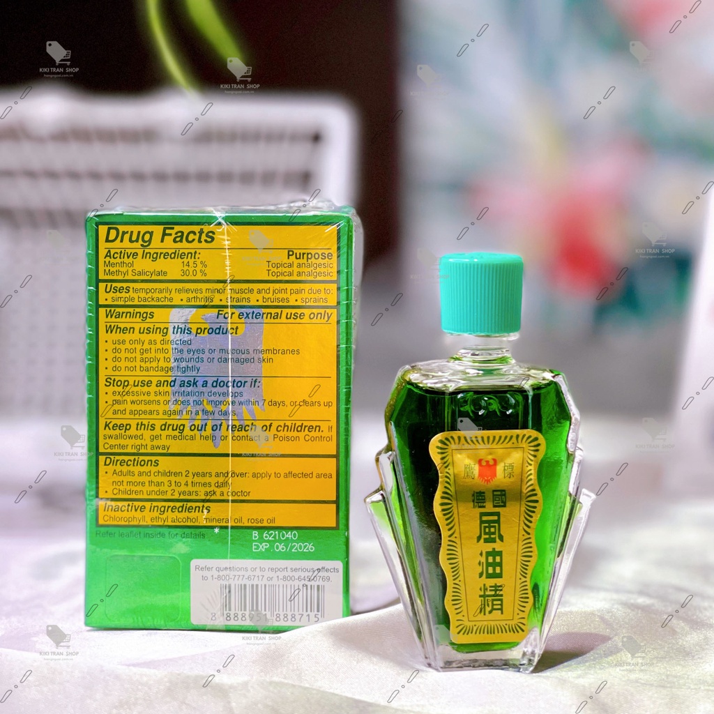 Dầu gió xanh bao thơm, giữ mùi lâu vì nó 2 nắp Mỹ Sing, hiệu Con Ó 24ml, Eagle Brand có tem, hàng chuẩn Mỹ
