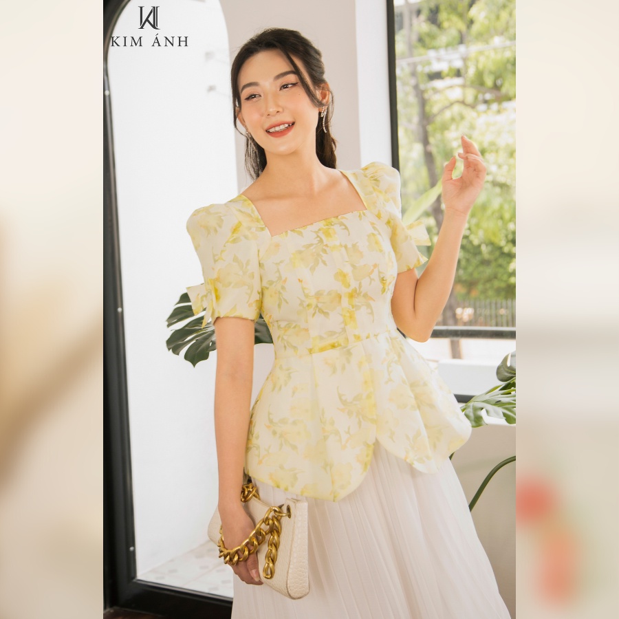 Áo Kiểu Thiết Kế Nữ, Áo Sơ Mi Nữ Công Sở Kim Ánh Maris Top Trẻ trung, Thanh Lịch,  AKSX37003