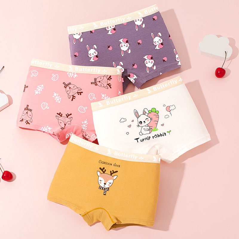 Quần Lót Boxer Bằng Cotton Nguyên Chất Phong Cách Mới Cho Bé Gái Tiểu Học