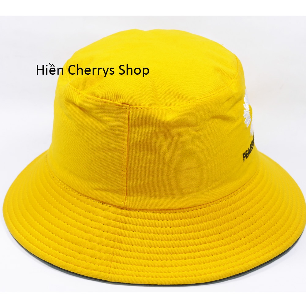 Nón bucket 2 mặt thêu hình NY &amp; Hoa cúc độc đáo thích hợp cho cả nam và nữ