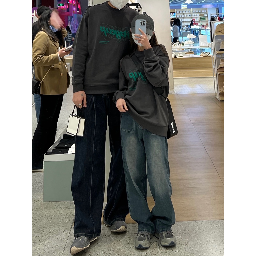 Quần jeans XIAOZHAINV dài ống rộng lưng cao kiểu vintage thời trang