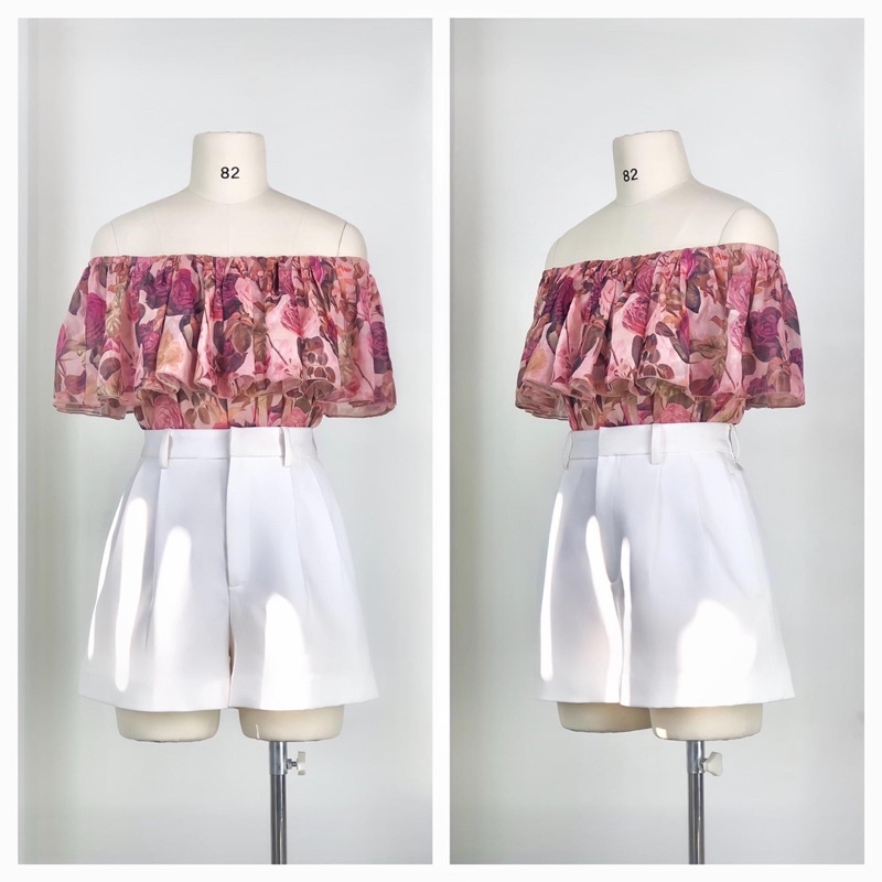 Quần short lưng cao ống rộng