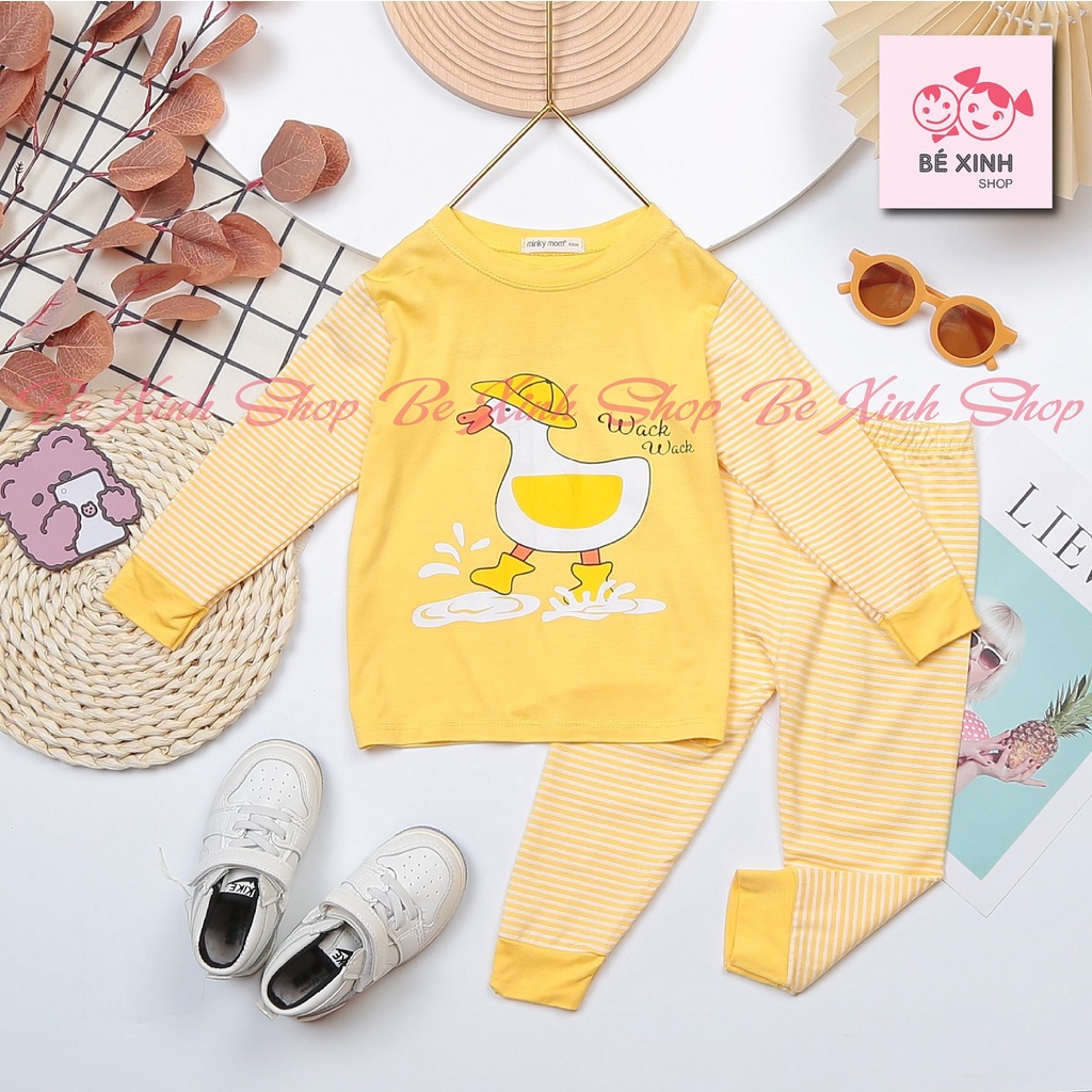 Quần áo đồ bộ dài tay trẻ em bé trai bé gái Minky Mom  Đồ bộ thun lạnh dài tay thu đông cho bé DÀI_PHỐI_SỌC