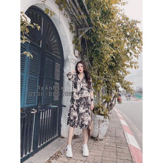 Váy Sơ Mi Dáng Dài Lụa Loang Hàn (3 màu)