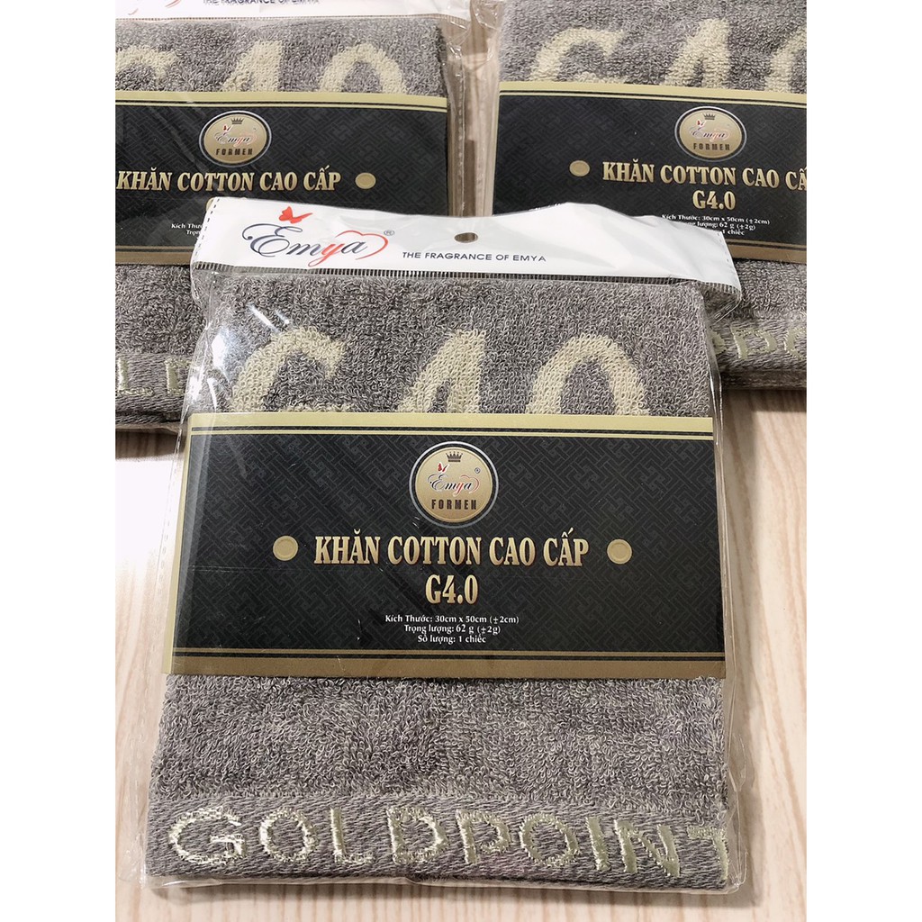 Khăn Mặt Cotton Emya G4.0 Cao Cấp 100% sợi Cotton tự nhiên, bông mềm mịn, thấm nước tốt 30X50