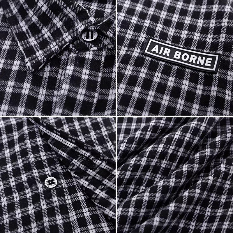 Áo sơ mi caro trắng đen form rộng unisex