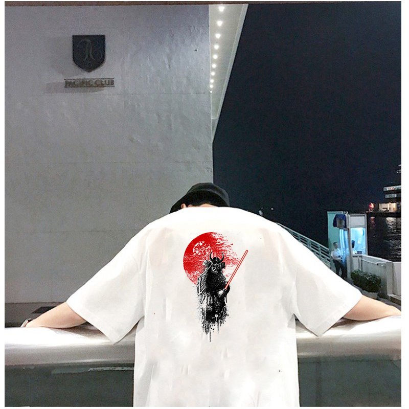 Áo thun tay lỡ nam nữ form rộng họa tiết samurai vải dày mịn 2021T3146
