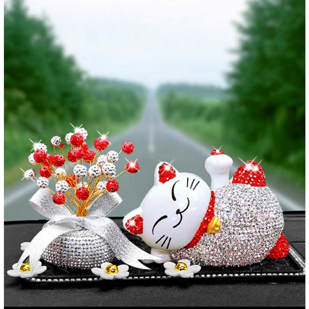 Mèo Thần Tài Vẫy Tay Trang Trí ô tô
