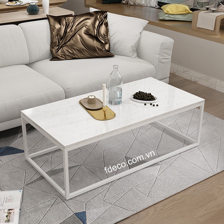 Bàn trà chữ nhật mặt đá
