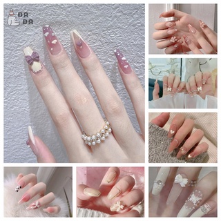 Set 24 móng tay giả đính đá trang trí toàn diện cho cô dâu