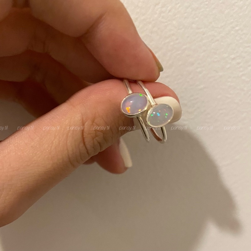 Nhẫn bạc opal basic