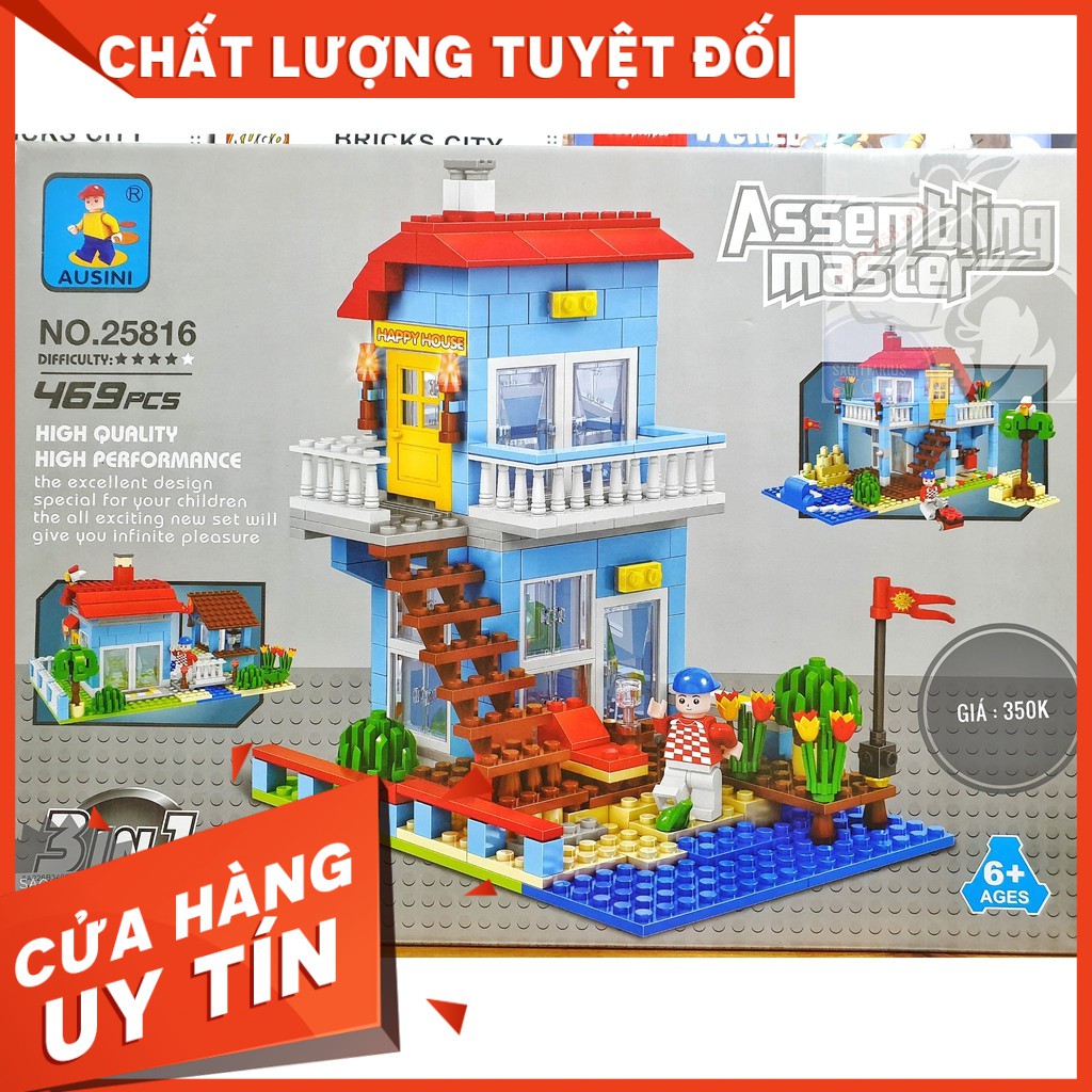 [HOT]LEGO Ausini 25816 Lắp Ráp Happy House 3 in 1 ( 469 Mảnh )-Hàng có sẵn