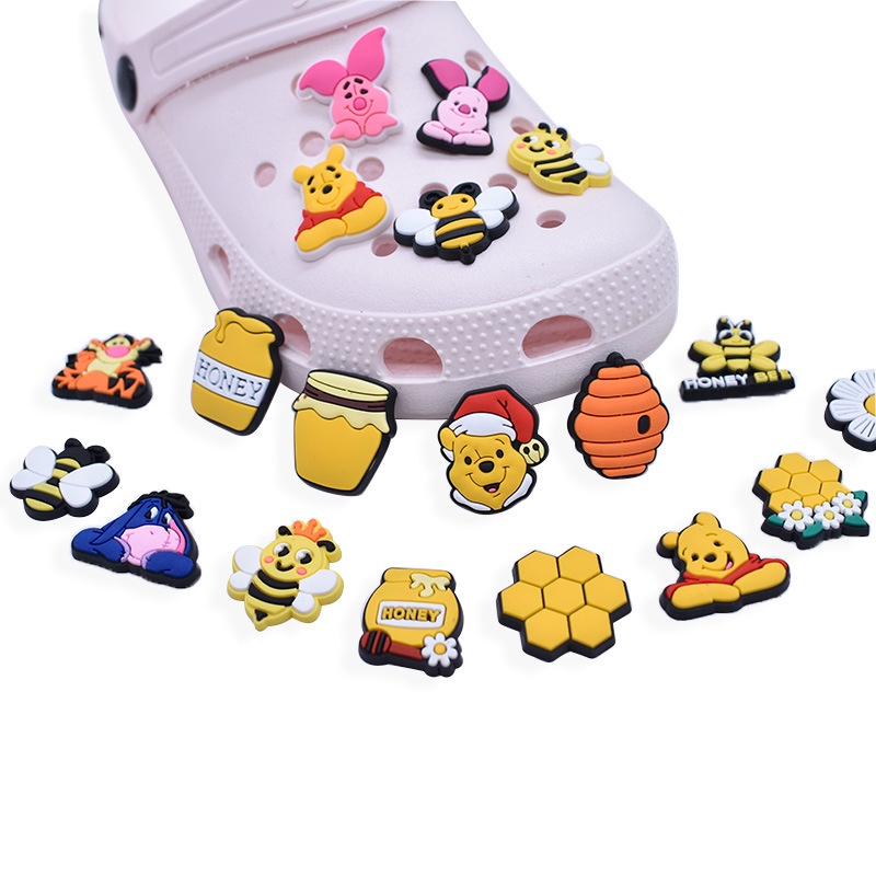 Khóa Cài Giày Crocs Bằng pvc Hình Ong / Gấu Hoạt Hình Dễ Thương