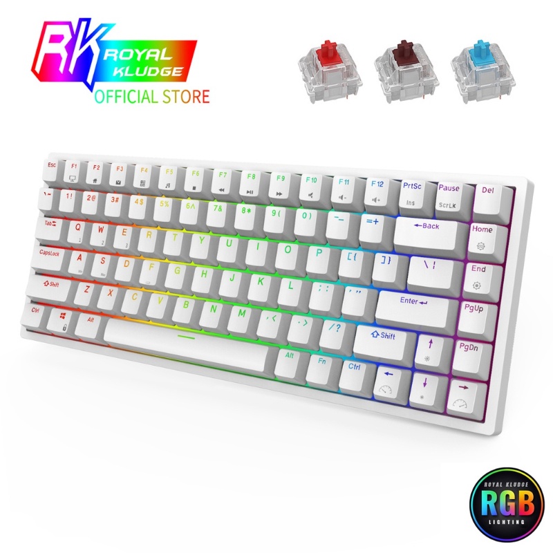 Bàn phím cơ ONIKUMA RK84 có đèn nền rgb kết nối bluetooth 5.0 / bộ thu không dây 2.4G / cổng type c có dây