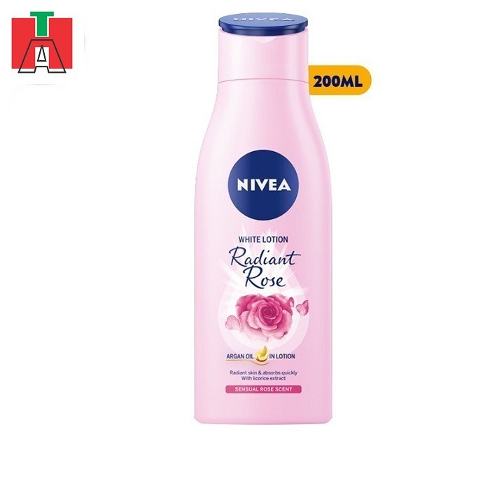 85706-Sữa dưỡng thể dưỡng trắng NIVEA hương hoa hồng Radiant Rose 200ml