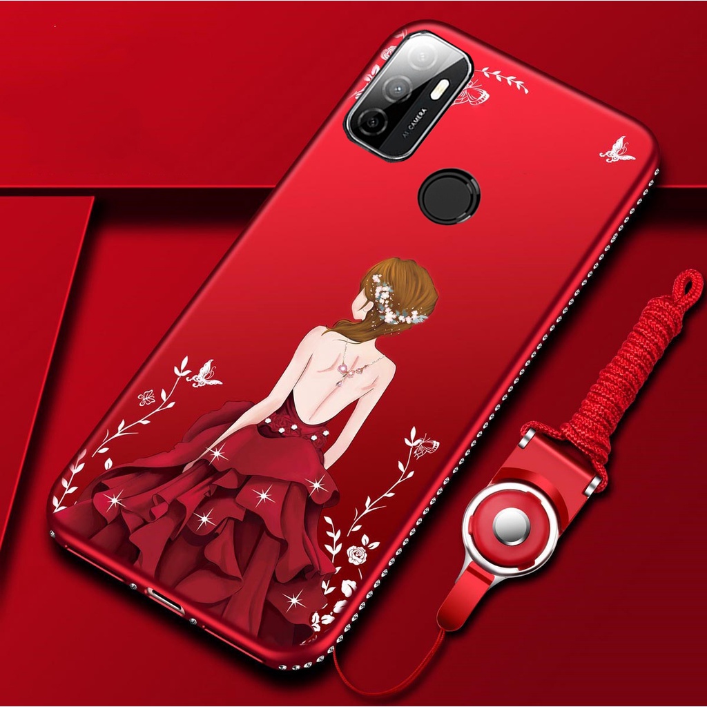 ỐP ĐÍNH ĐÁ OPPO A53 HÌNH CÔ GÁI CAO CẤP ( Tặng Kèm Dây Đeo)