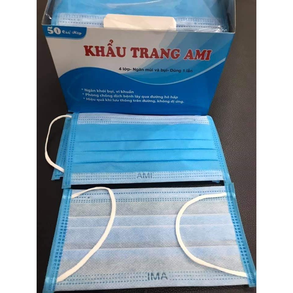 Khẩu trang y tế 4 lớp chuẩn hiệu AMI (Hộp 50 cái)