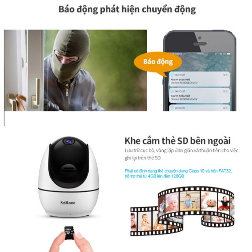 [Mã ELMS5 giảm 7% đơn 300K] Camera Srihome SH026 3.0 MPX Xoay 360° Chính Hãng