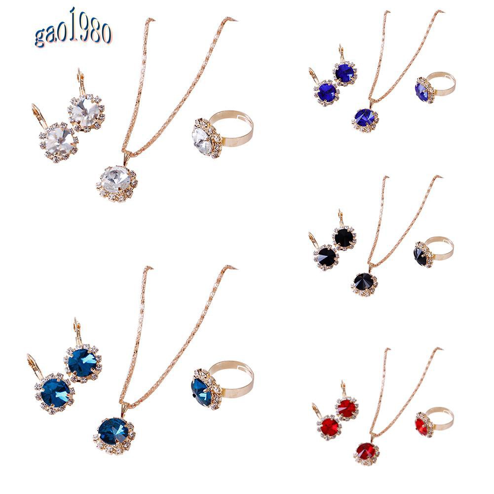 Set Vòng cổ Và Đôi Khuyên Tai Đính Đá Pha Lê Thời Trang Dành Cho Nữ