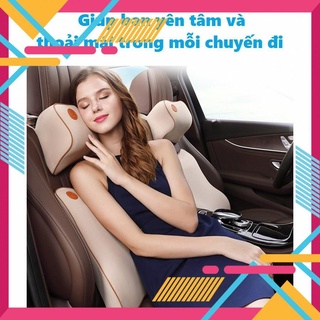 Combo gối tựa đầu tựa lưng cao su non cao cấp, tựa đầu tựa lưng trên ô tô - Vạn Dặm Bình An