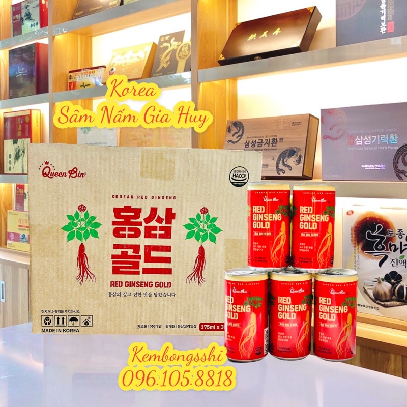 Nước Hồng Sâm Lon Nguyên Chất Hàn Quốc, Thùng 30lon * 175ml