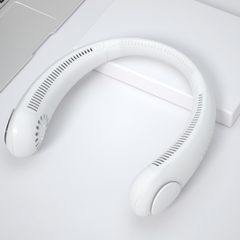 Quạt làm mát đeo cổ không cánh sạc USB không gây tiếng ồn 2400mAh mẫu 2022 dành cho chơi thể thao ngoài trời