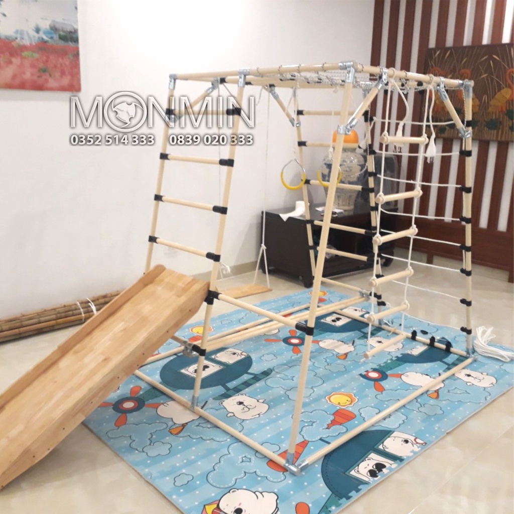 Xà đu đa năng Satech - Khung vận động cho bé - Hình hộp thang cân - Bộ cao 1.3m: Trò chơi 1 3 4 5 15