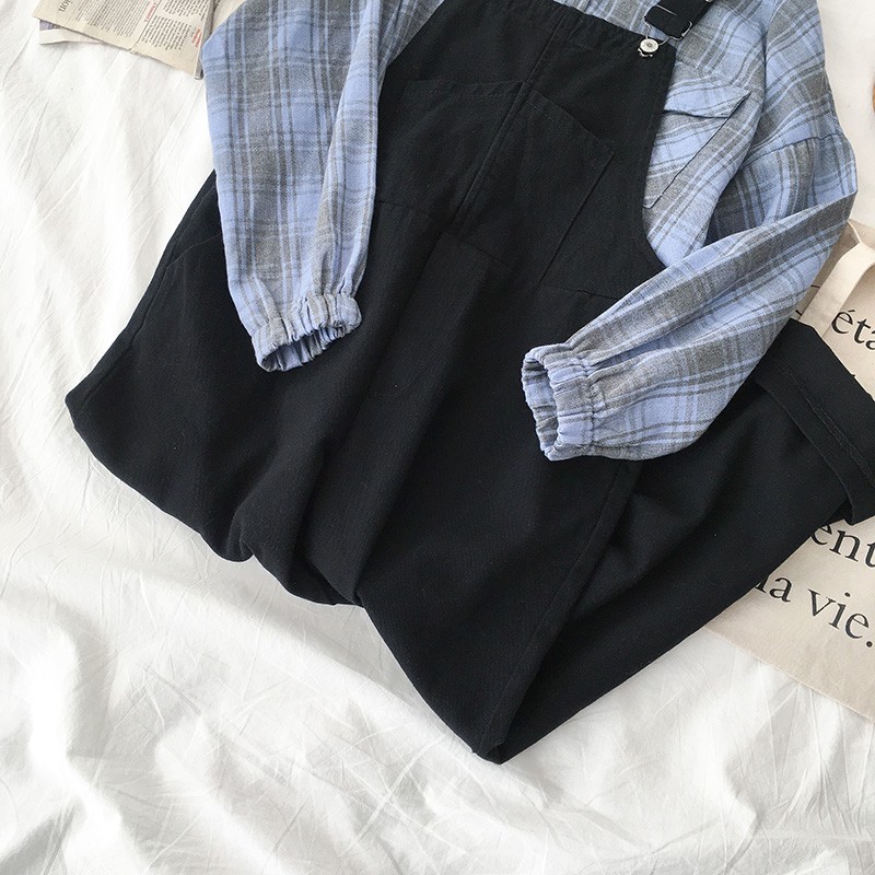 Order | Quần yếm khaki, áo sơ mi ulzzang H3901 | BigBuy360 - bigbuy360.vn