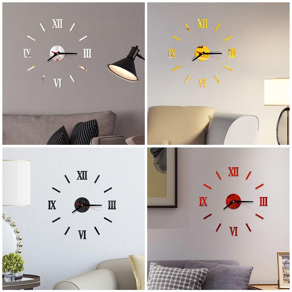 MUVAKO Đồng Hồ Treo Tường Tự Dính Kiểu Dáng Hiện Đại 3D Độc Đáo