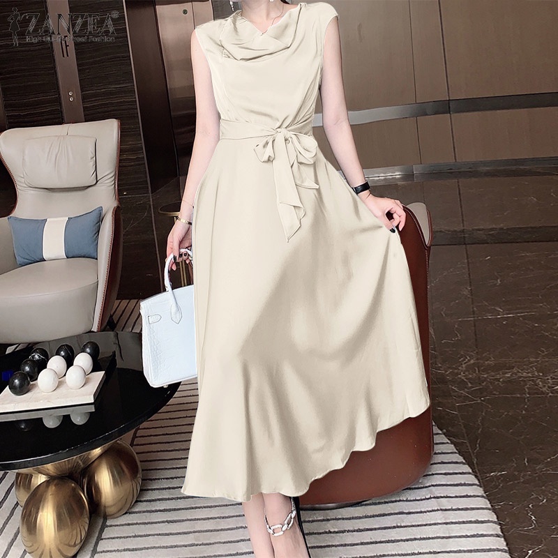 Đầm dài ZANZEA không tay thời trang thanh lịch dành cho nữ