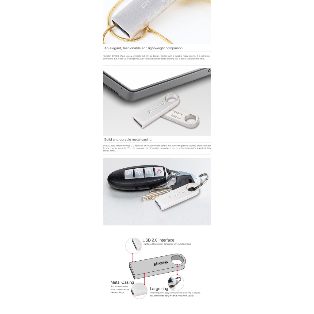 Ổ Cứng Kingston 128GB 64GB 32GB 16GB 8GB 1GB SE9 Kỹ Thuật Số USB 2.0