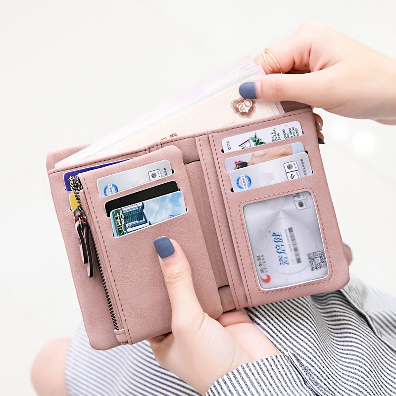 Ví da ngắn đa năng thiết kế thời trang dành cho bạn nữ