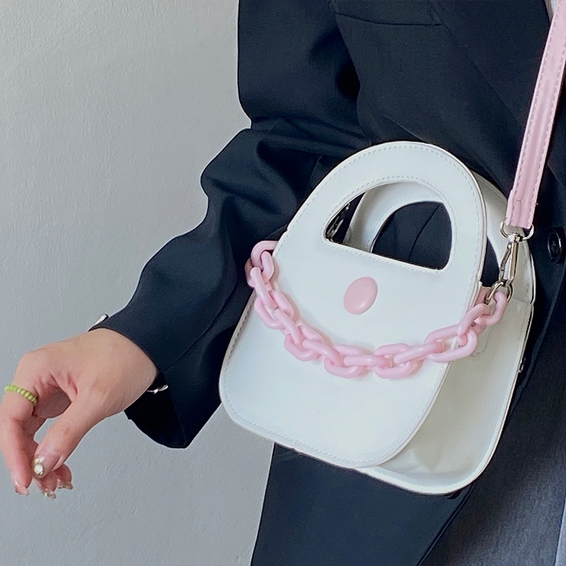 IELGY Túi Đeo Vai Dáng Tròn Nhỏ Màu Sắc Tương Phản Thời Trang Cho Nữ