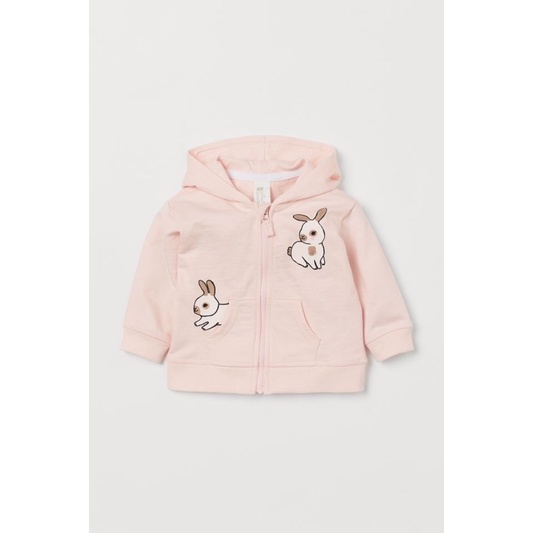 [HM AUTH] Áo khoác nỉ hoodie hồng thỏ H&amp;M Authentic cho bé gái siêu xinh