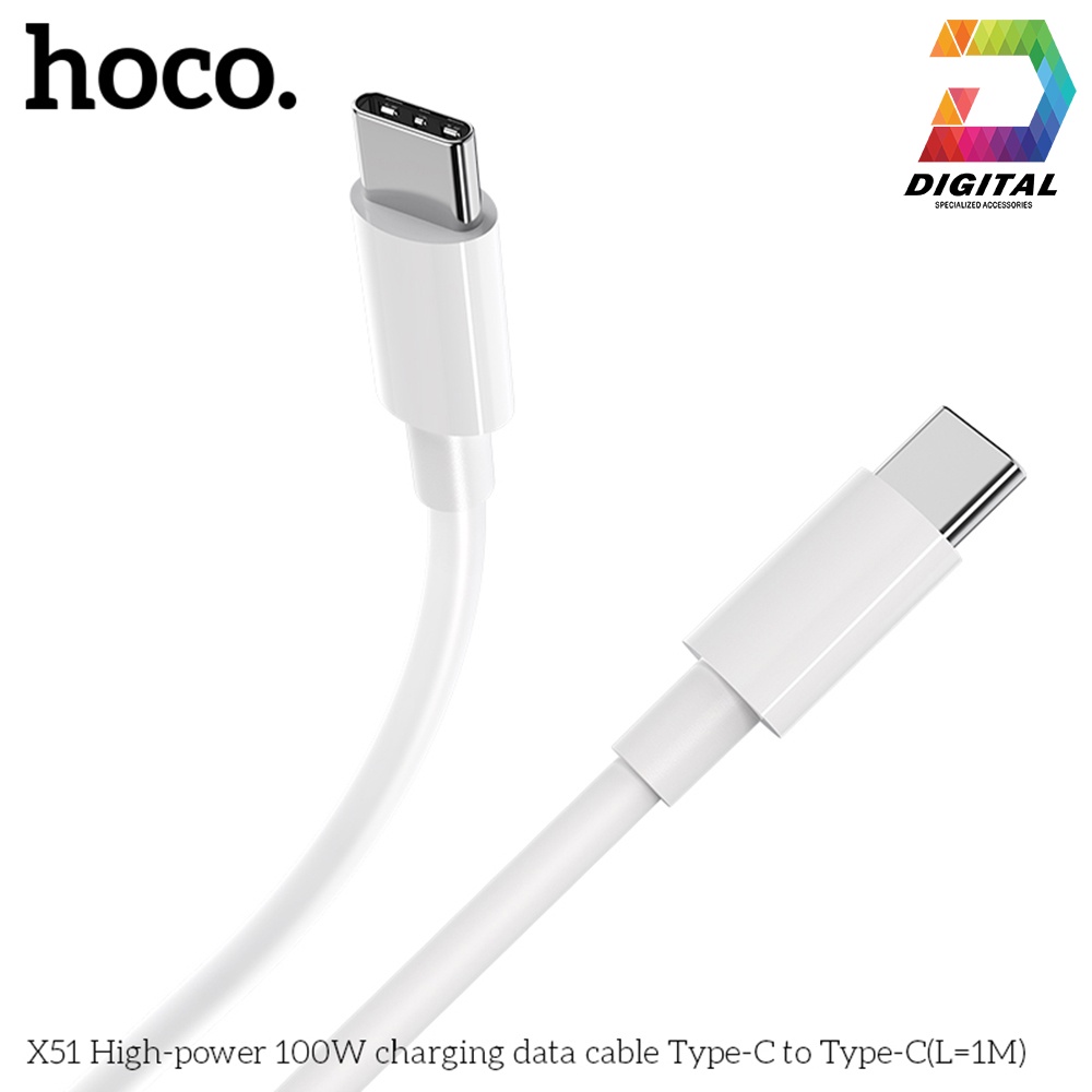 Cáp Type C to Type C Hoco X51 Sạc Nhanh PD 2.0 100W Quick Charge 3.0 Dài 1 Mét Chính Hãng