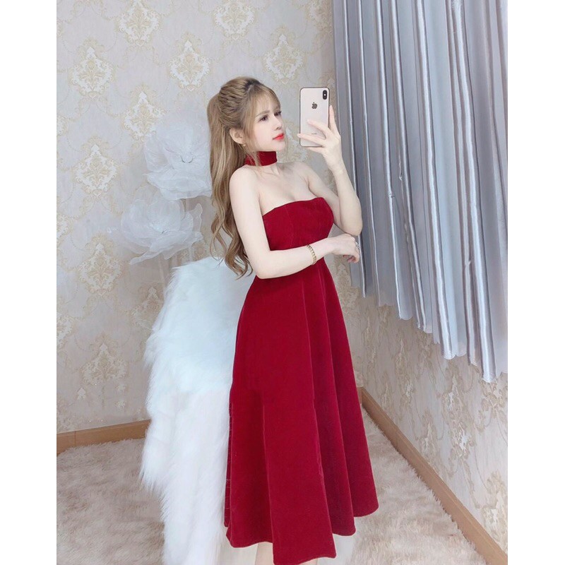 Đầm Maxi Xoè Kèm Choker