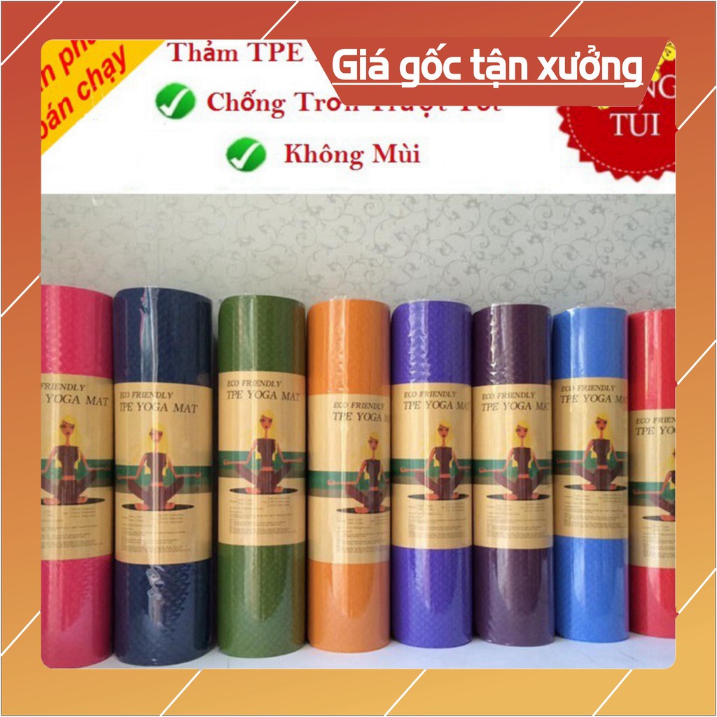 [ sale mùa hè] Sẵn hàng  THẢM TẬP YOGA TPE 8mm 1 lớp (tặng dây buộc) có túi xịn . Tùy chọn loại hàng. .