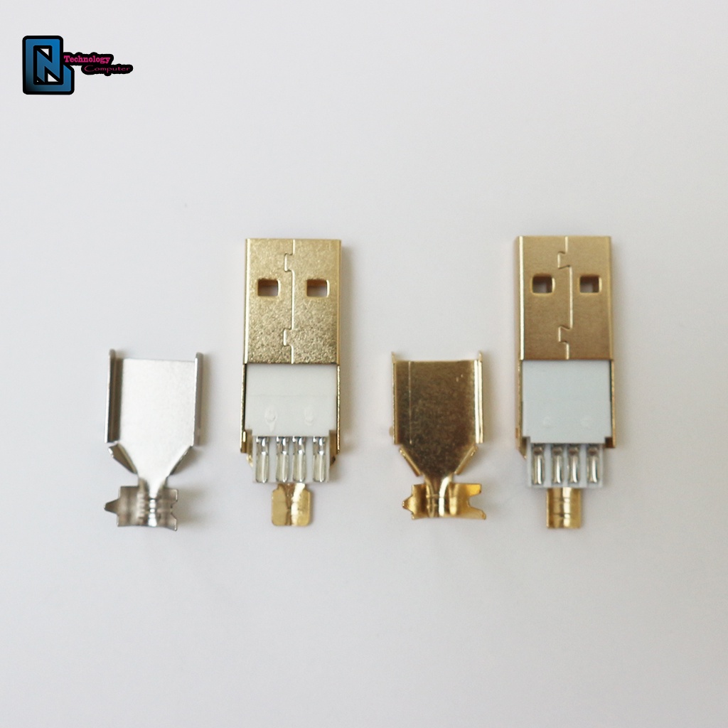 USB A Mạ Vàng Lõi Nhựa Màu Trắng 4 Pin Chịu Dòng Cao Chiều Dài 32MM