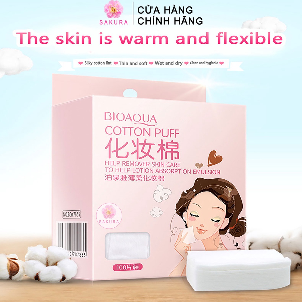 Bông tẩy trang 200 miếng COTTON BIOAQUA mềm mịn giá rẻ chất lượng nội địa trung SAKURA