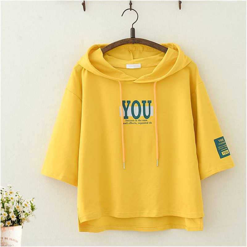 Áo Thun Có Nón Tay Ngắn Thời Trang Nữ