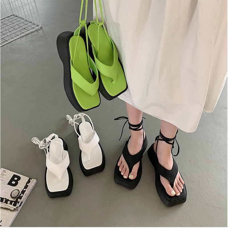 Giày Sandal Thắt Dây Đế Dày Phong Cách La Mã Cổ Điển Thời Trang Mùa Hè Hàng Mới Dành Cho Bạn Nữ 2022