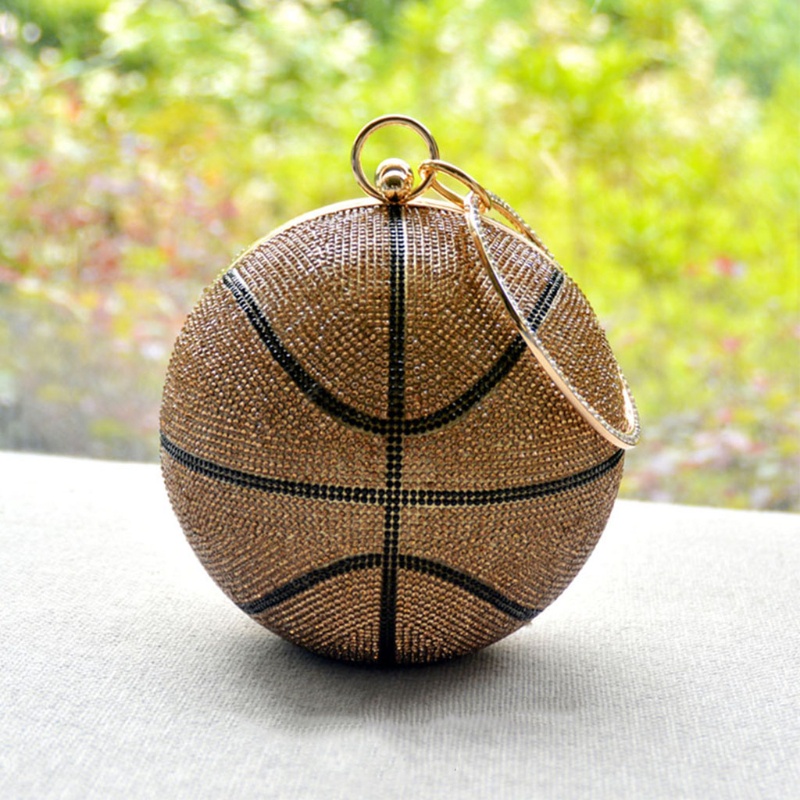 Ví Cầm Tay Hình Quả Bóng Rổ Đính Đá Thời Trang Dành Cho Nữ