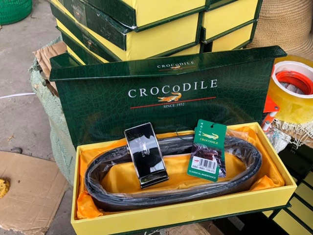 Dây lưng nam cá sấu CROCODILE full hộp sang chảnh