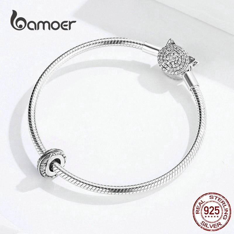 Phụ Kiện Hạt Trang Sức Bamoer Bằng Bạc Hình Lông Vũ Phong Cách Cổ Điển Thời Trang Cho Nữ