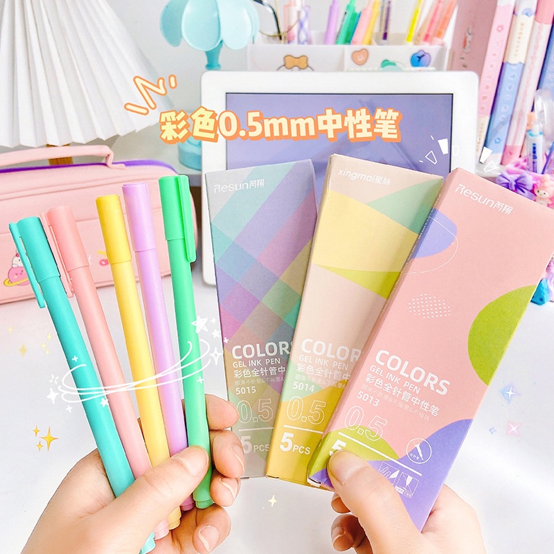 Bút Mực Gel Toàn Diện 5 Ống Kim Họa Tiết Sợi Carbon Nhiều Màu Tùy Chọn Cho Học Sinh