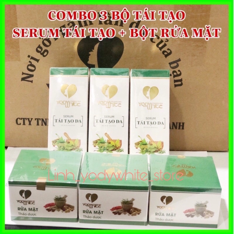 COMBO TÁI TẠO DA PHƯƠNG ANH ( 3 Serum Tái Tạo Da + 3 Bột Rửa Mặt )